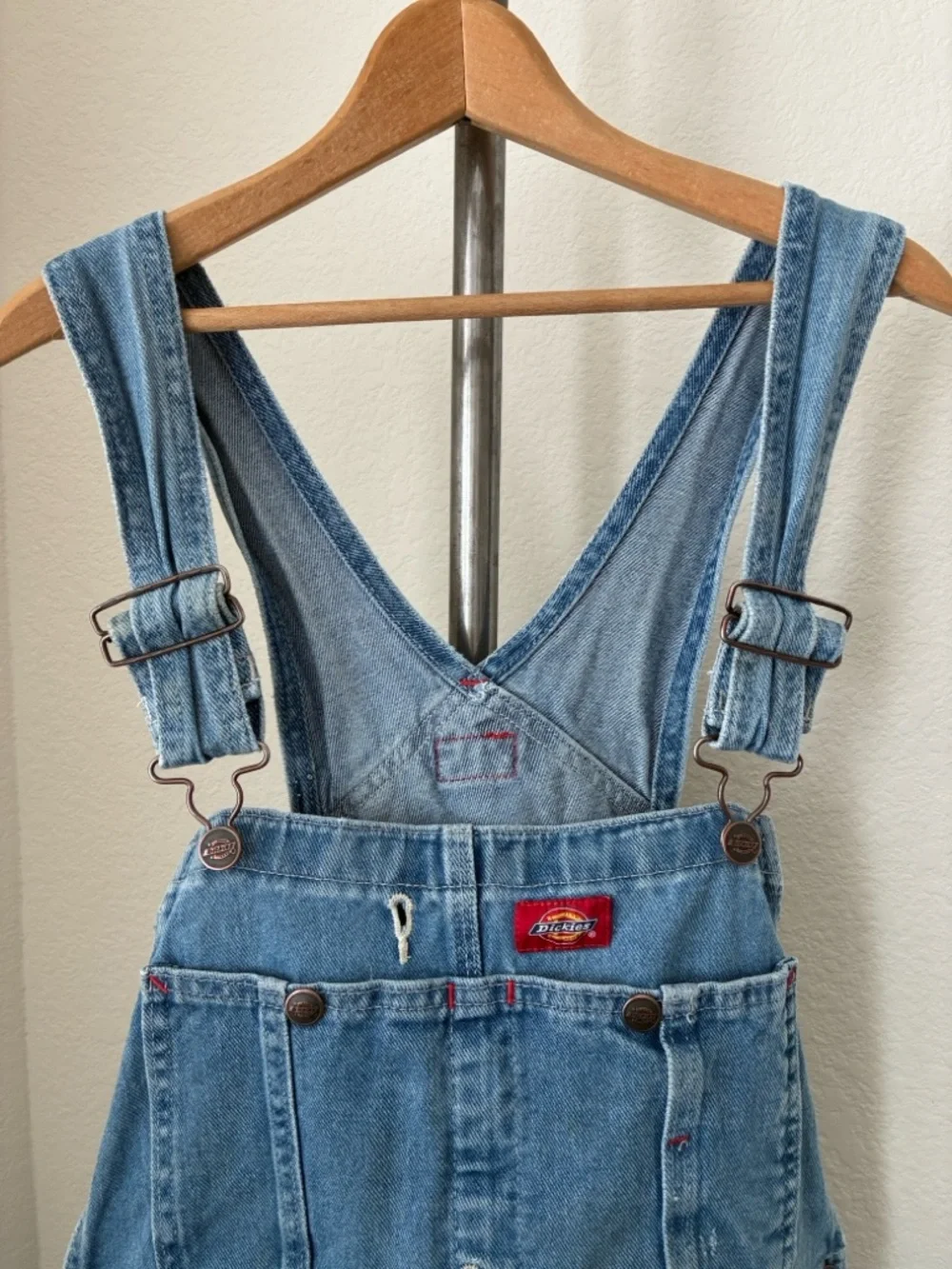 Vintage Dickies 30x30 denim blue overalls distressed destroyed well worn cotton